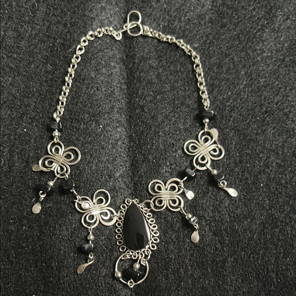 Elegant Black and Silver Ankle Bracelet